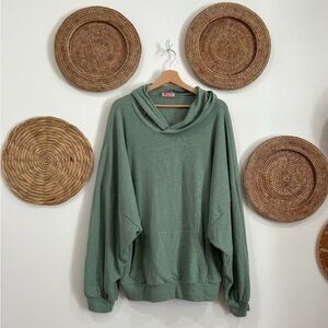 Pink Lily Ribbed Knit Hooded Sweatshirt